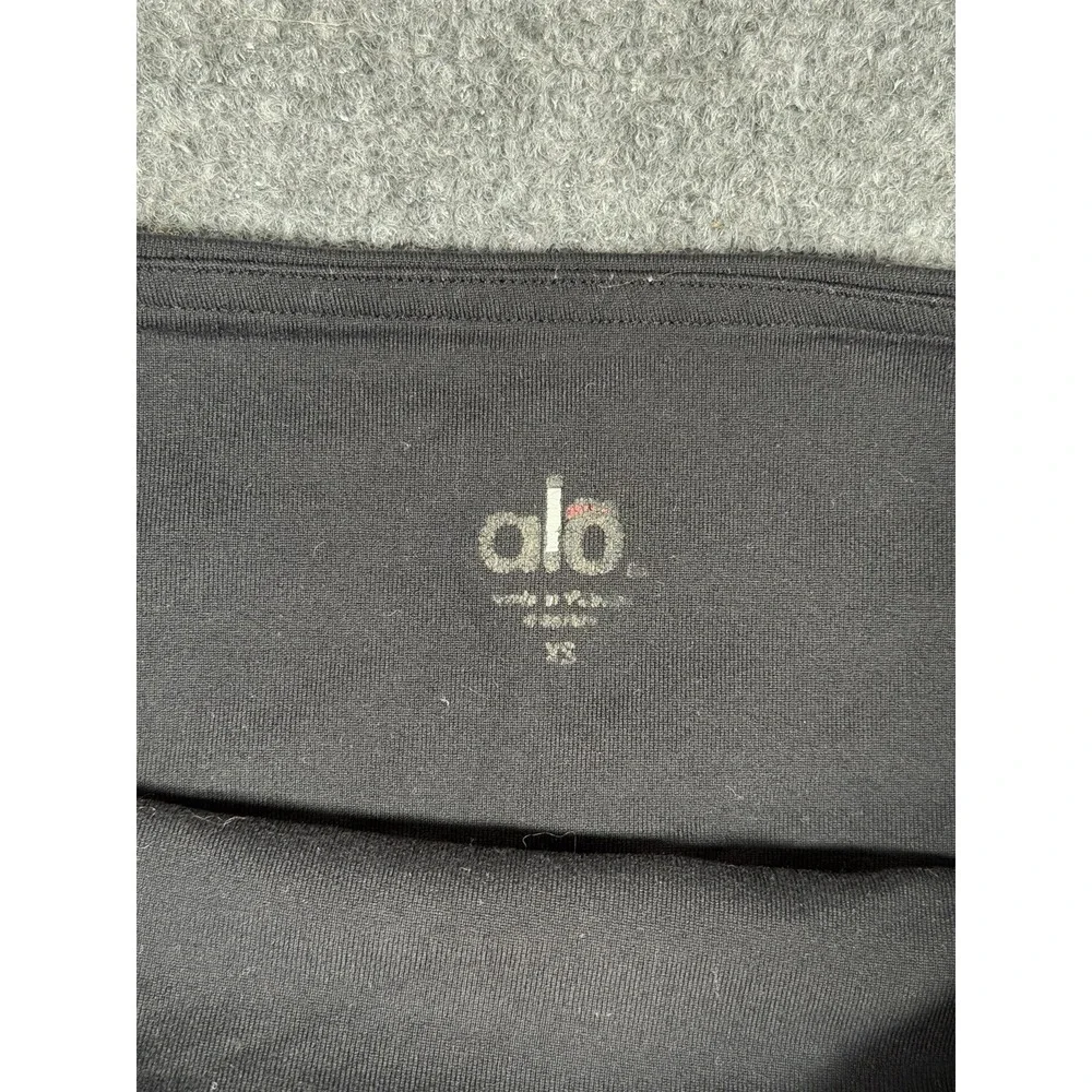 Alo Yoga Goddess Leggings Women's XS Black Gray Ribbed Leg Warmer High Rise